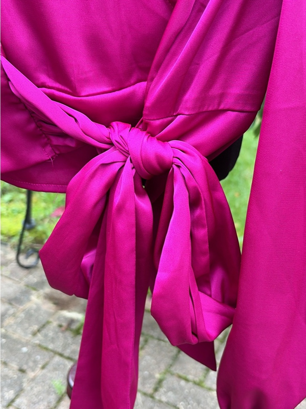 Express Bright Fuchsia Wrap Blouse with Tie Waist - Picture 5 of 6